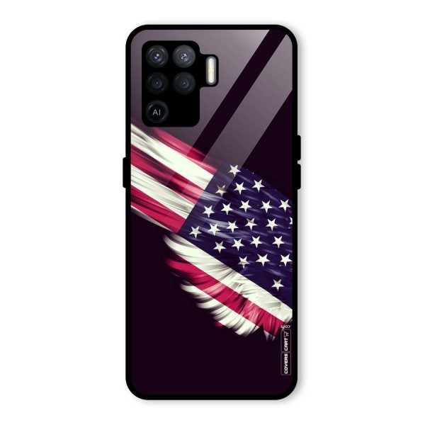 Red And White Stripes Stars Glass Back Case for Oppo F19 Pro