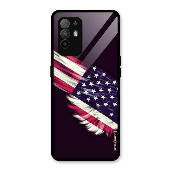 Red And White Stripes Stars Glass Back Case for Oppo F19 Pro Plus 5G