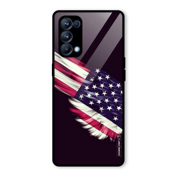 Red And White Stripes Stars Glass Back Case for Oppo Reno5 Pro 5G