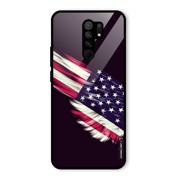 Red And White Stripes Stars Glass Back Case for Poco M2