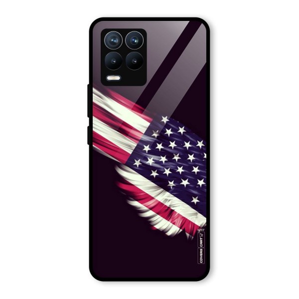 Red And White Stripes Stars Glass Back Case for Realme 8