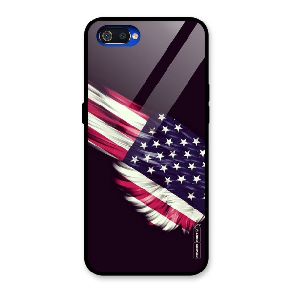 Red And White Stripes Stars Glass Back Case for Realme C2