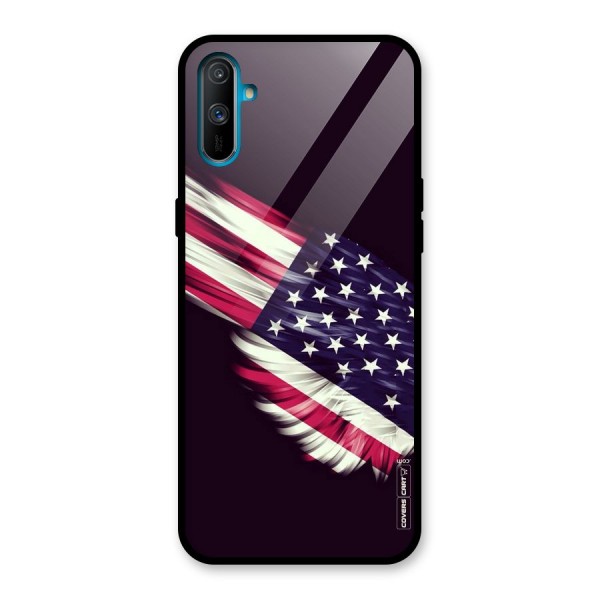 Red And White Stripes Stars Glass Back Case for Realme C3
