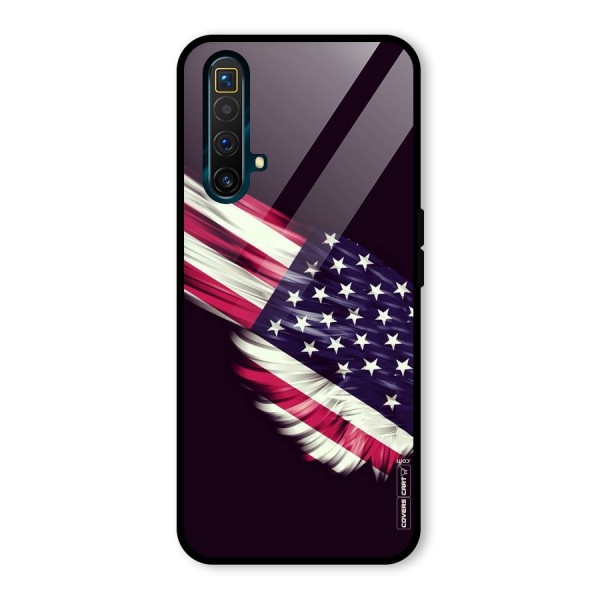 Red And White Stripes Stars Glass Back Case for Realme X3