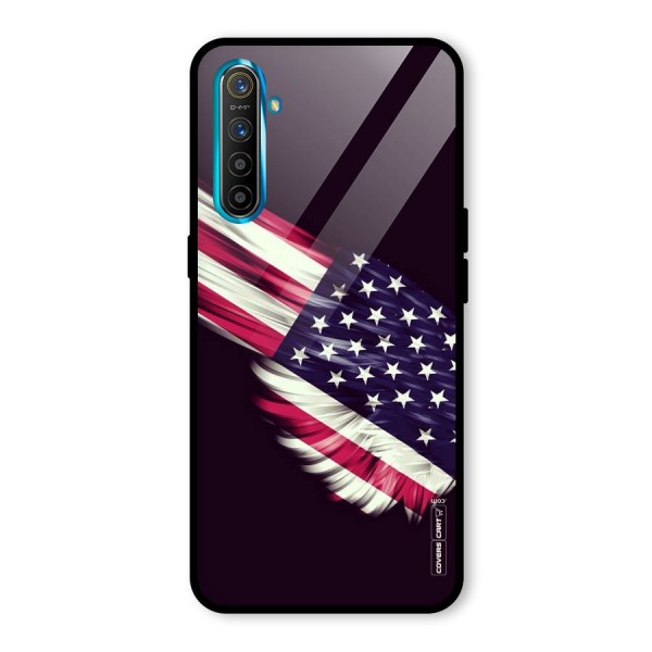 Red And White Stripes Stars Glass Back Case for Realme XT