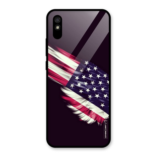 Red And White Stripes Stars Glass Back Case for Redmi 9A