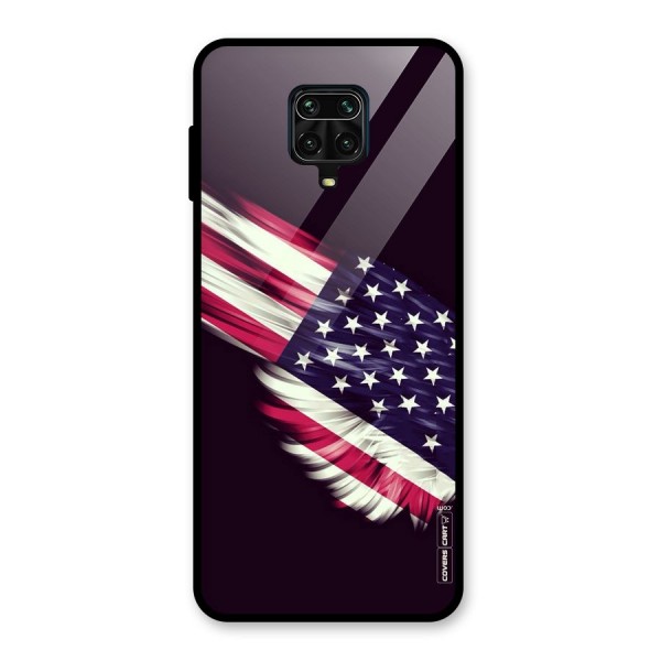 Red And White Stripes Stars Glass Back Case for Redmi Note 9 Pro