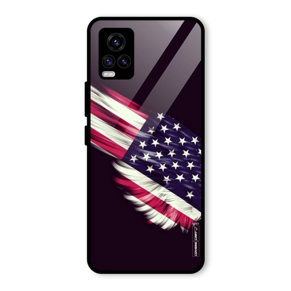 Red And White Stripes Stars Glass Back Case for Vivo V20