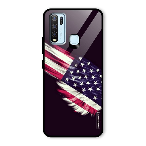 Red And White Stripes Stars Glass Back Case for Vivo Y30