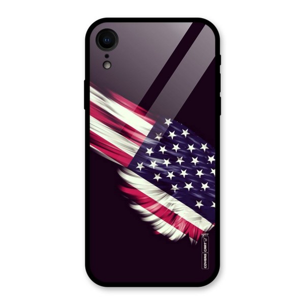Red And White Stripes Stars Glass Back Case for XR