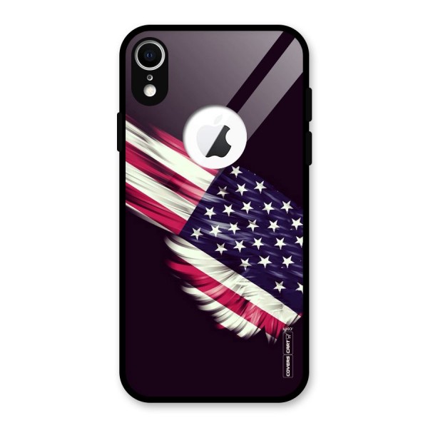 Red And White Stripes Stars Glass Back Case for iPhone XR Logo Cut