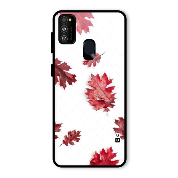 Red Appealing Autumn Leaves Glass Back Case for Galaxy M30s