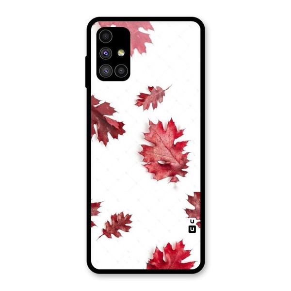 Red Appealing Autumn Leaves Glass Back Case for Galaxy M51