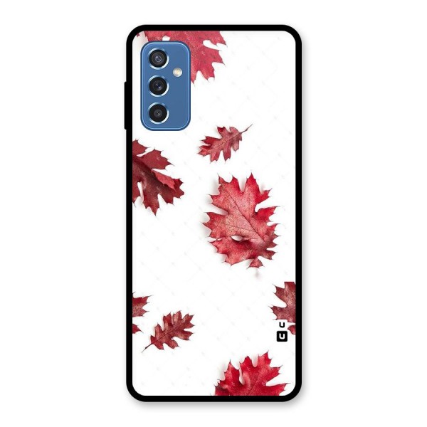 Red Appealing Autumn Leaves Glass Back Case for Galaxy M52 5G