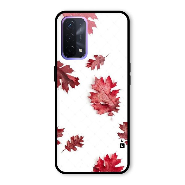 Red Appealing Autumn Leaves Glass Back Case for Oppo A74 5G