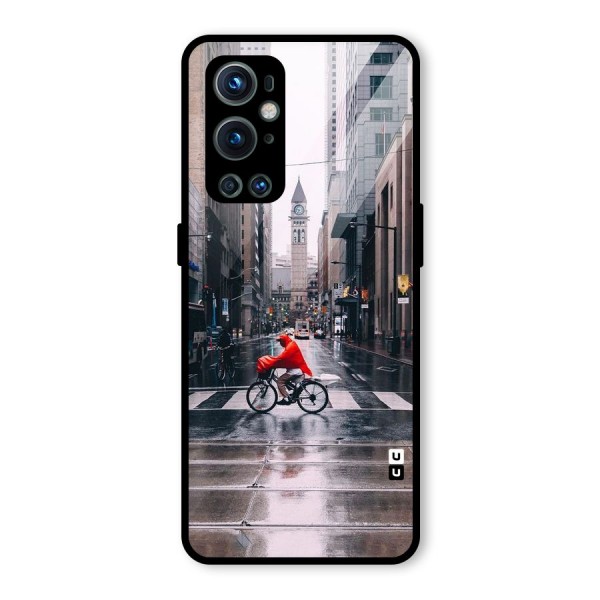 Red Bicycle Street Glass Back Case for OnePlus 9 Pro