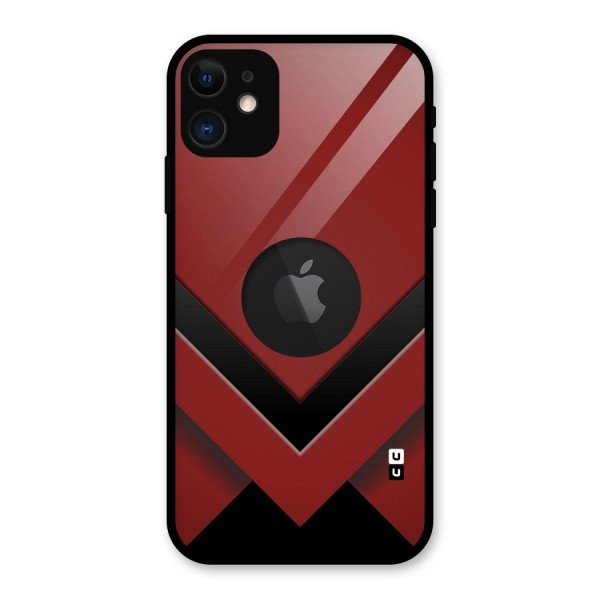Red Black Fold Glass Back Case for iPhone 11 Logo Cut