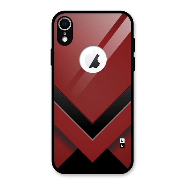 Red Black Fold Glass Back Case for iPhone XR Logo Cut