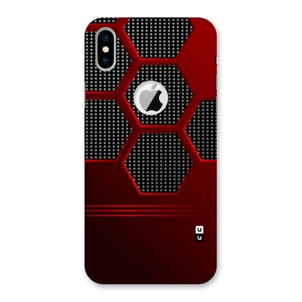 Red Black Hexagons Back Case for iPhone X Logo Cut