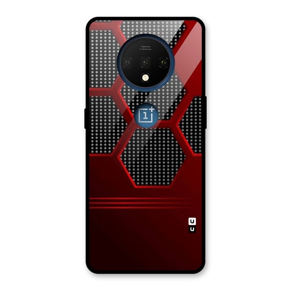 Red Black Hexagons Glass Back Case for OnePlus 7T