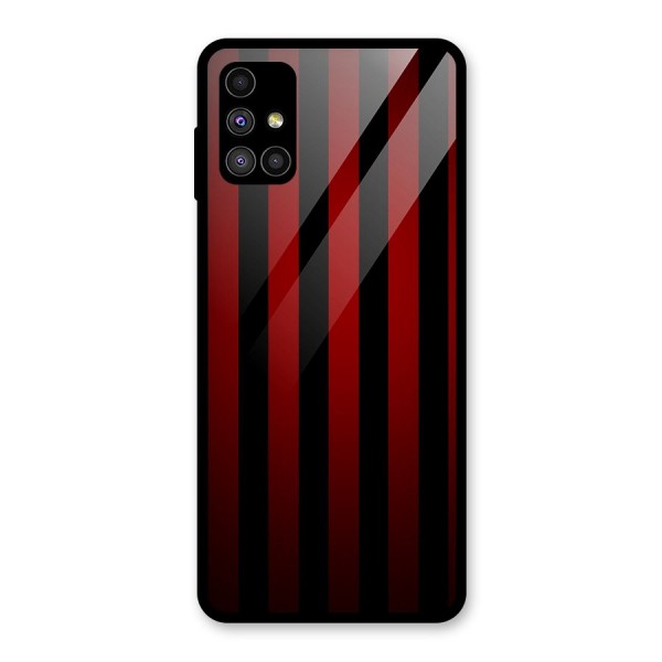 Red Black Stripes Glass Back Case for Galaxy M51