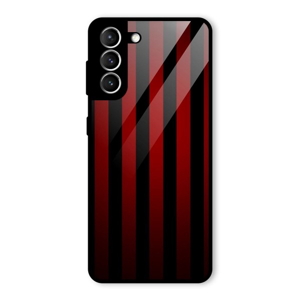 Red Black Stripes Glass Back Case for Galaxy S21 5G