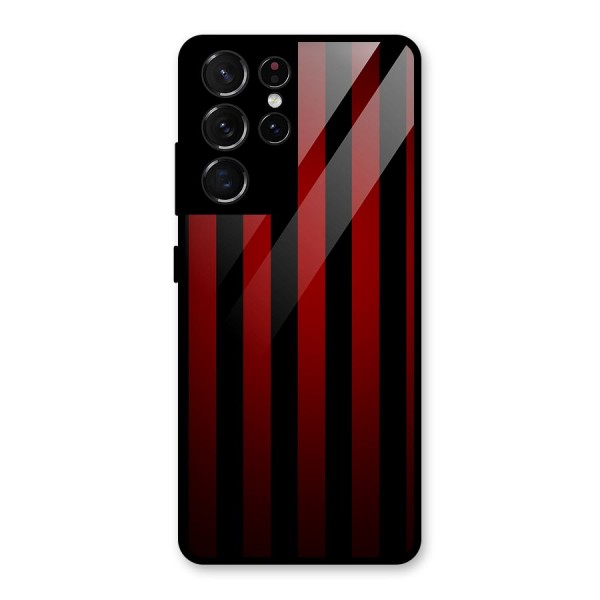 Red Black Stripes Glass Back Case for Galaxy S21 Ultra 5G