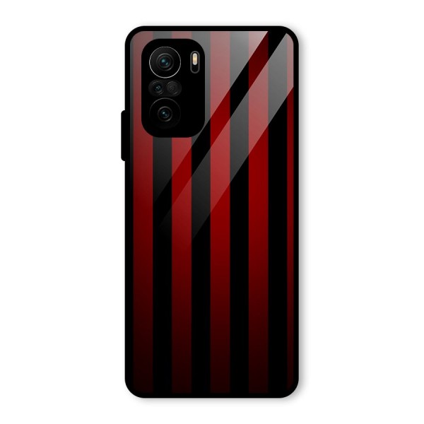 Red Black Stripes Glass Back Case for Mi 11x
