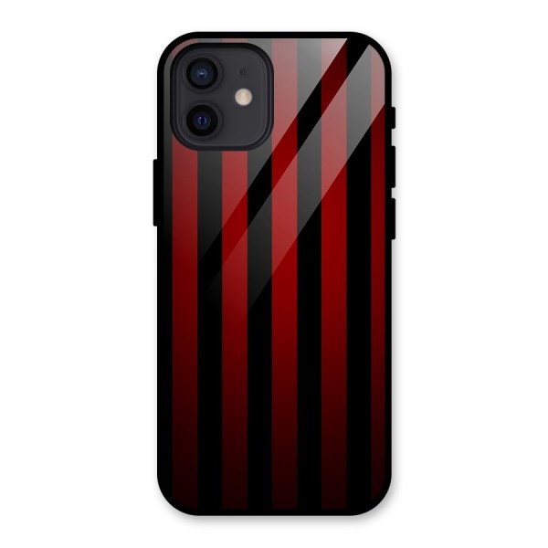 Red Black Stripes Glass Back Case for iPhone 12