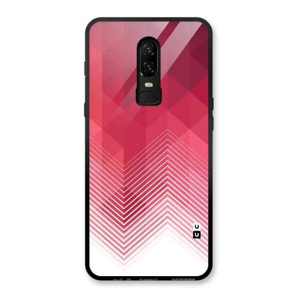 Red Chevron Abstract Glass Back Case for OnePlus 6