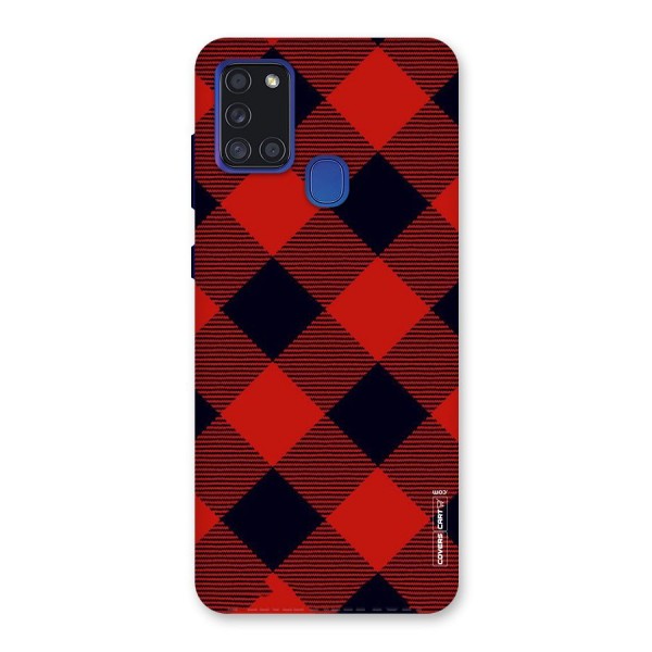 Red Diagonal Check Back Case for Galaxy A21s