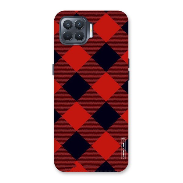 Red Diagonal Check Back Case for Oppo F17 Pro