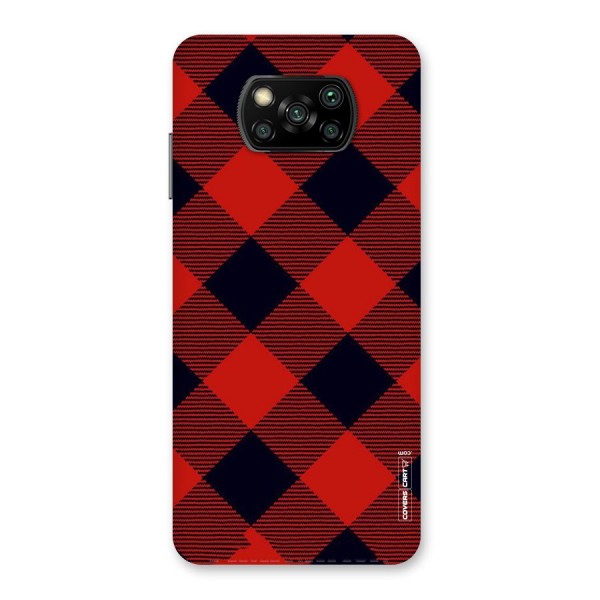 Red Diagonal Check Back Case for Poco X3