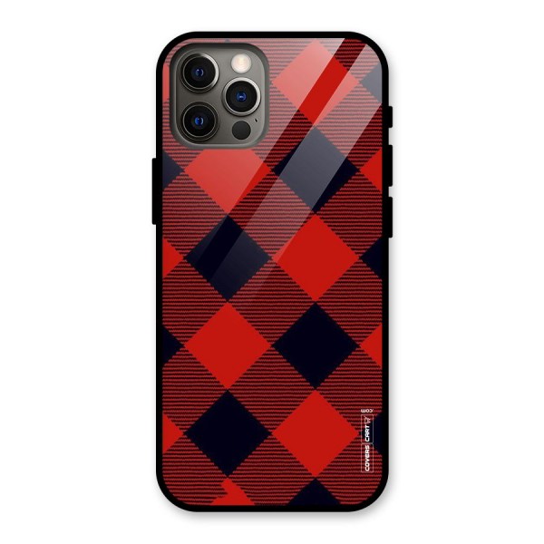 Red Diagonal Check Glass Back Case for iPhone 12 Pro