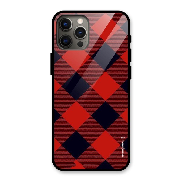 Red Diagonal Check Glass Back Case for iPhone 12 Pro Max