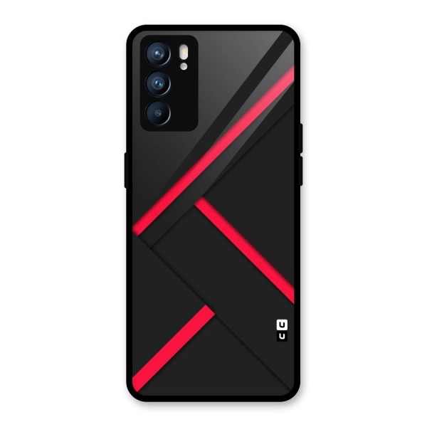 Red Disort Stripes Glass Back Case for Oppo Reno6 5G