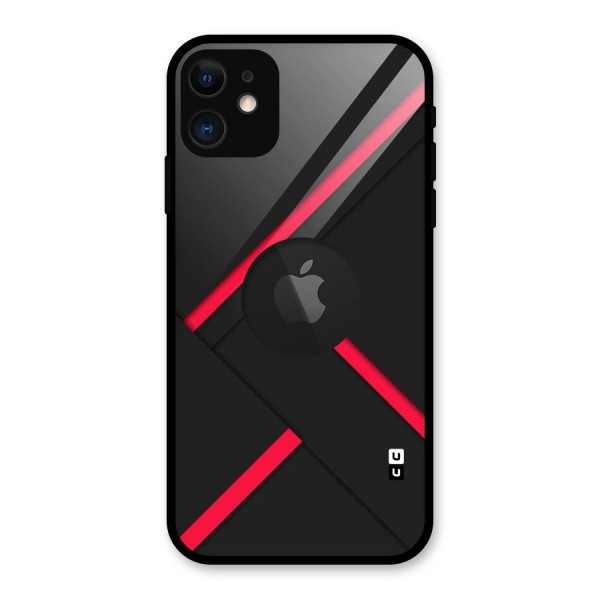 Red Disort Stripes Glass Back Case for iPhone 11 Logo Cut