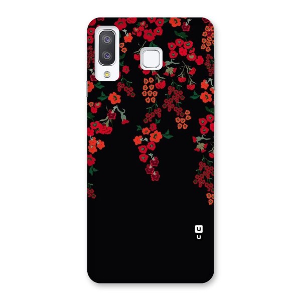 Red Floral Pattern Back Case for Galaxy A8 Star