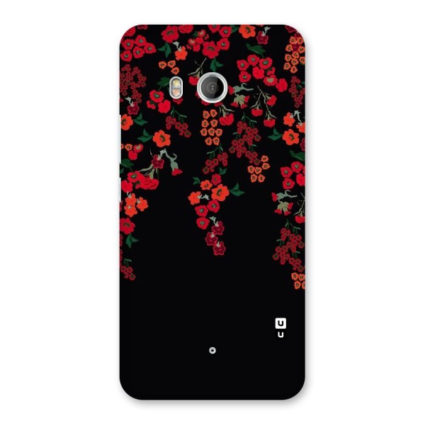 Red Floral Pattern Back Case for HTC U11