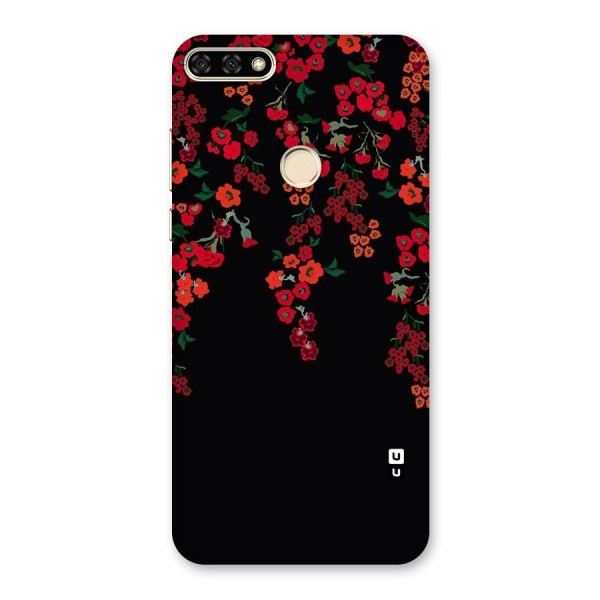 Red Floral Pattern Back Case for Honor 7A
