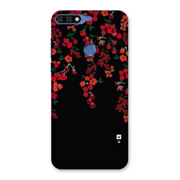 Red Floral Pattern Back Case for Honor 7C