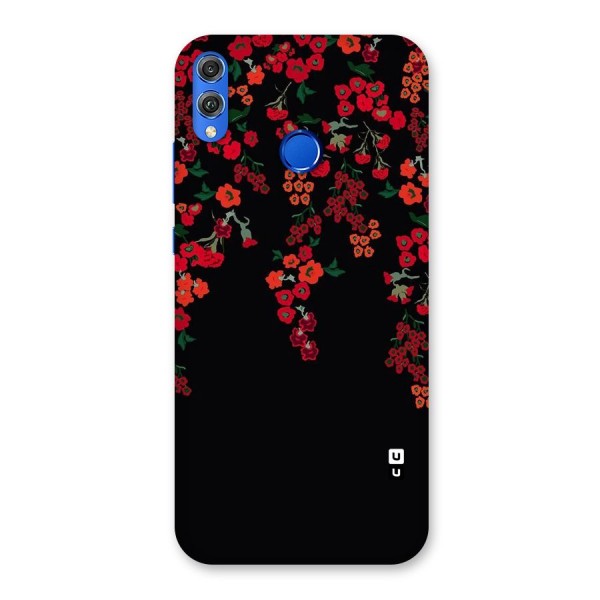 Red Floral Pattern Back Case for Honor 8X