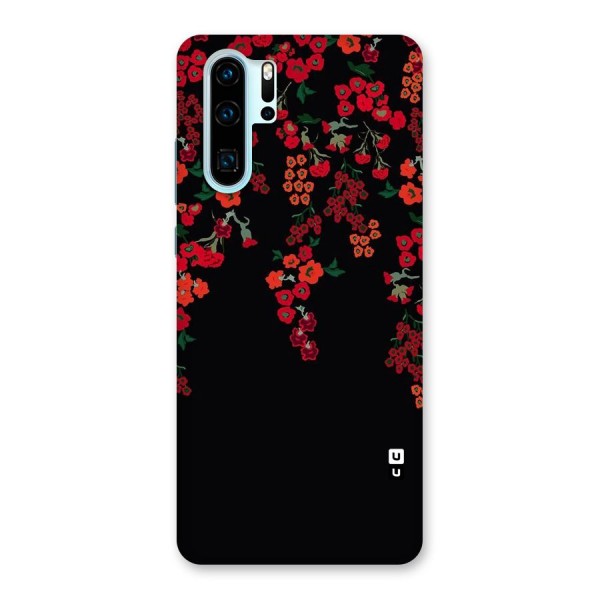 Red Floral Pattern Back Case for Huawei P30 Pro