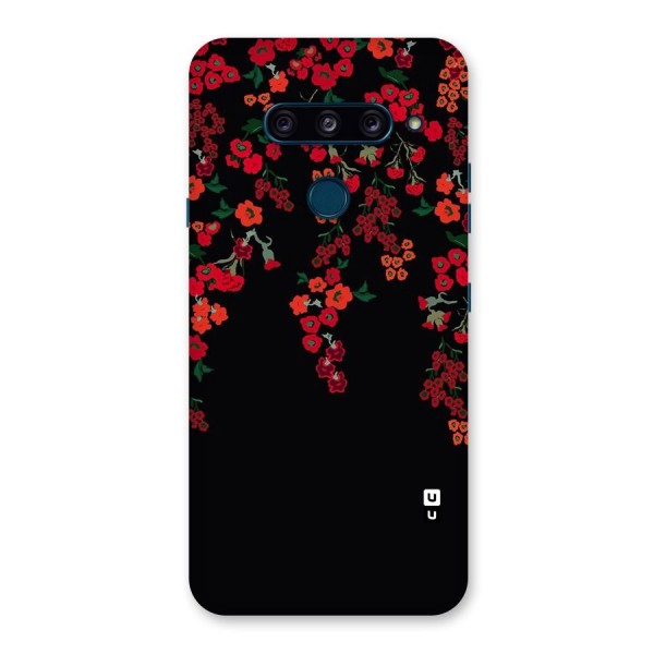 Red Floral Pattern Back Case for LG  V40 ThinQ