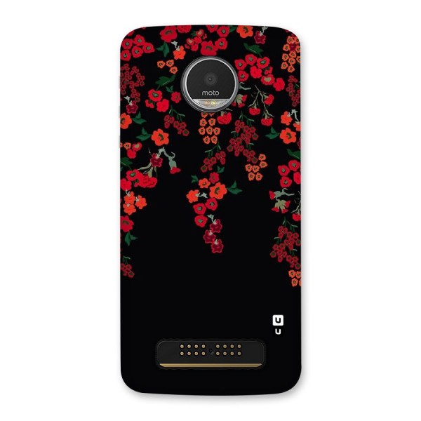 Red Floral Pattern Back Case for Moto Z Play