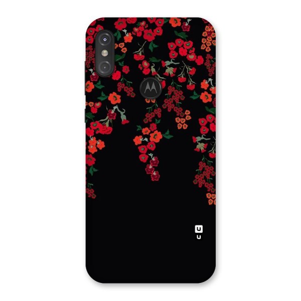 Red Floral Pattern Back Case for Motorola One Power