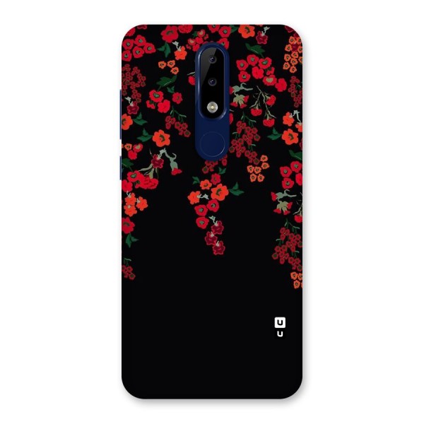 Red Floral Pattern Back Case for Nokia 5.1 Plus