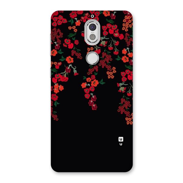 Red Floral Pattern Back Case for Nokia 7