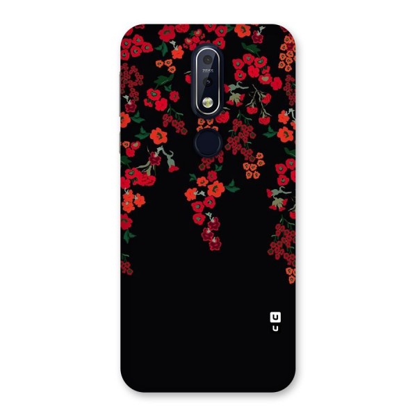 Red Floral Pattern Back Case for Nokia 7.1