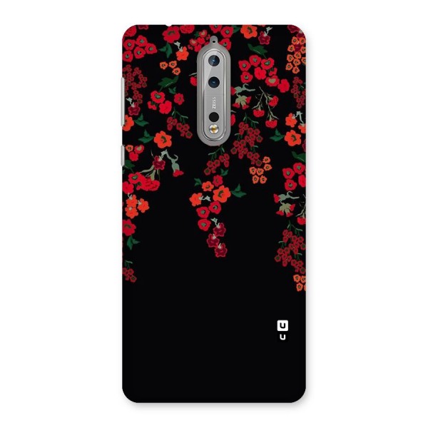 Red Floral Pattern Back Case for Nokia 8